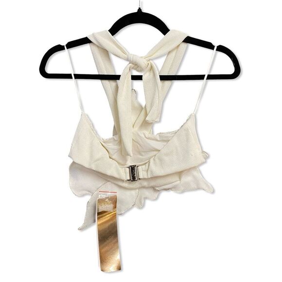 PatBO Flower Applique Halter Top Ivory White Floral 3D blouse crop Revolve NWT 6 - Picture 4 of 16